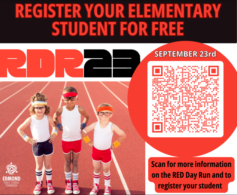 image with registration information for RED Day Run, including QR code